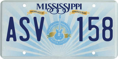 MS license plate ASV158