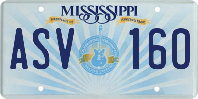 MS license plate ASV160