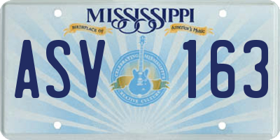 MS license plate ASV163