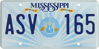 MS license plate ASV165