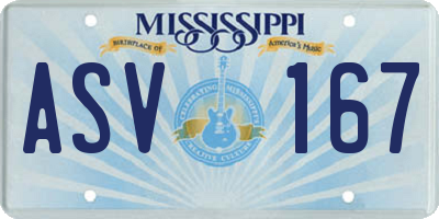 MS license plate ASV167
