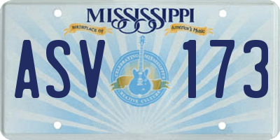 MS license plate ASV173