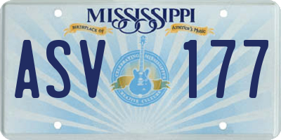 MS license plate ASV177