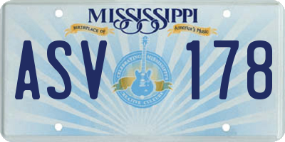 MS license plate ASV178