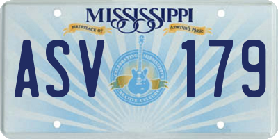 MS license plate ASV179