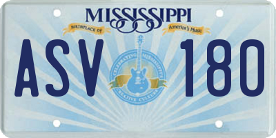 MS license plate ASV180