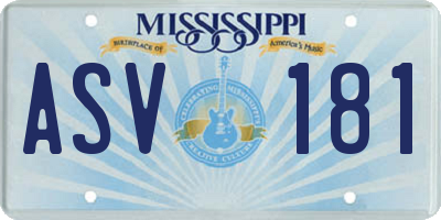 MS license plate ASV181