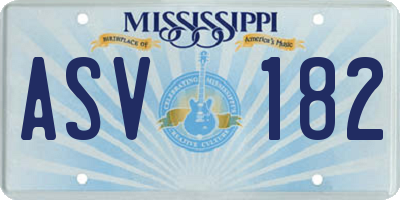 MS license plate ASV182