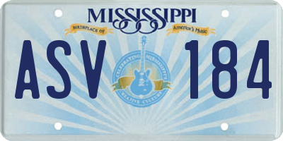 MS license plate ASV184