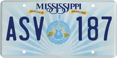 MS license plate ASV187