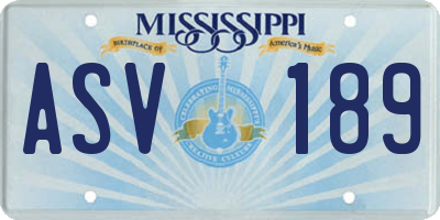 MS license plate ASV189
