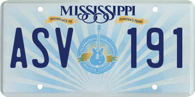 MS license plate ASV191