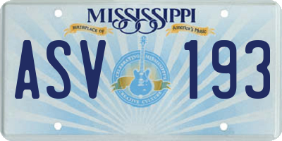 MS license plate ASV193