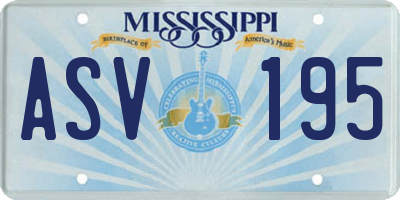 MS license plate ASV195