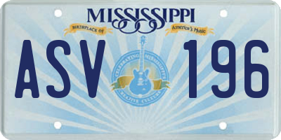MS license plate ASV196