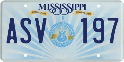MS license plate ASV197