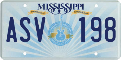 MS license plate ASV198