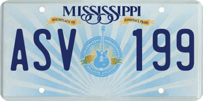 MS license plate ASV199