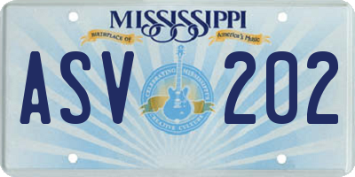 MS license plate ASV202