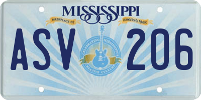 MS license plate ASV206