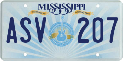 MS license plate ASV207
