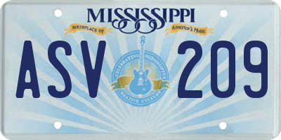 MS license plate ASV209