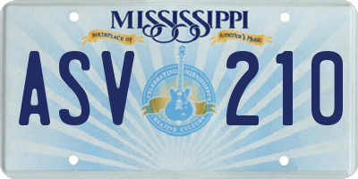 MS license plate ASV210