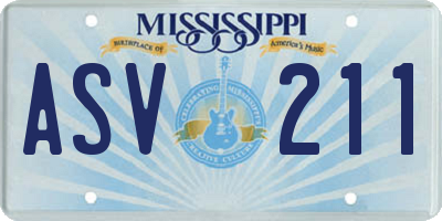 MS license plate ASV211