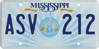 MS license plate ASV212