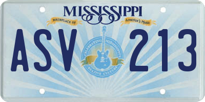 MS license plate ASV213
