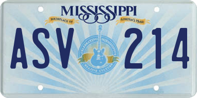 MS license plate ASV214