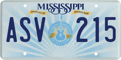 MS license plate ASV215