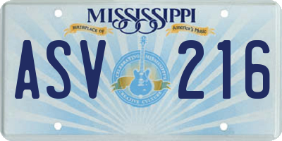 MS license plate ASV216