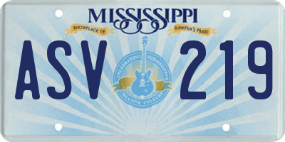 MS license plate ASV219