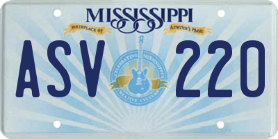 MS license plate ASV220