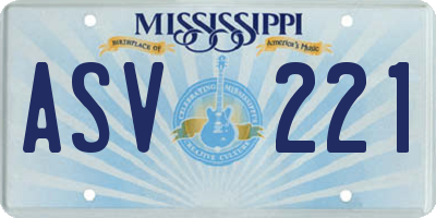 MS license plate ASV221