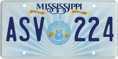 MS license plate ASV224