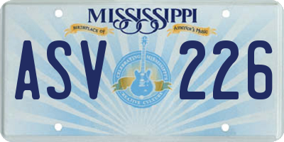 MS license plate ASV226