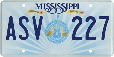 MS license plate ASV227