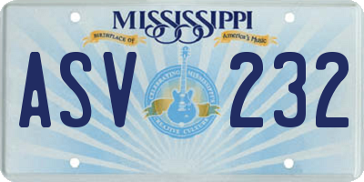 MS license plate ASV232