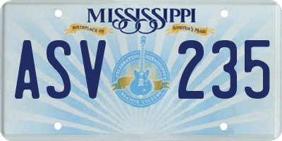 MS license plate ASV235
