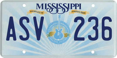 MS license plate ASV236