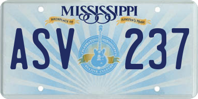 MS license plate ASV237