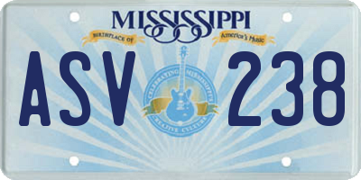 MS license plate ASV238