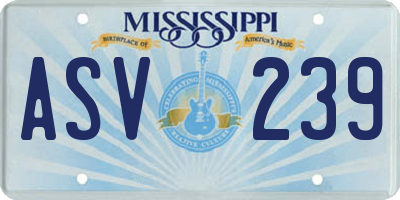 MS license plate ASV239