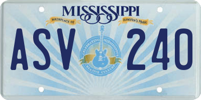 MS license plate ASV240