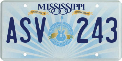 MS license plate ASV243