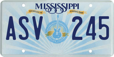 MS license plate ASV245