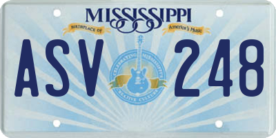 MS license plate ASV248