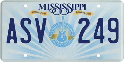 MS license plate ASV249
